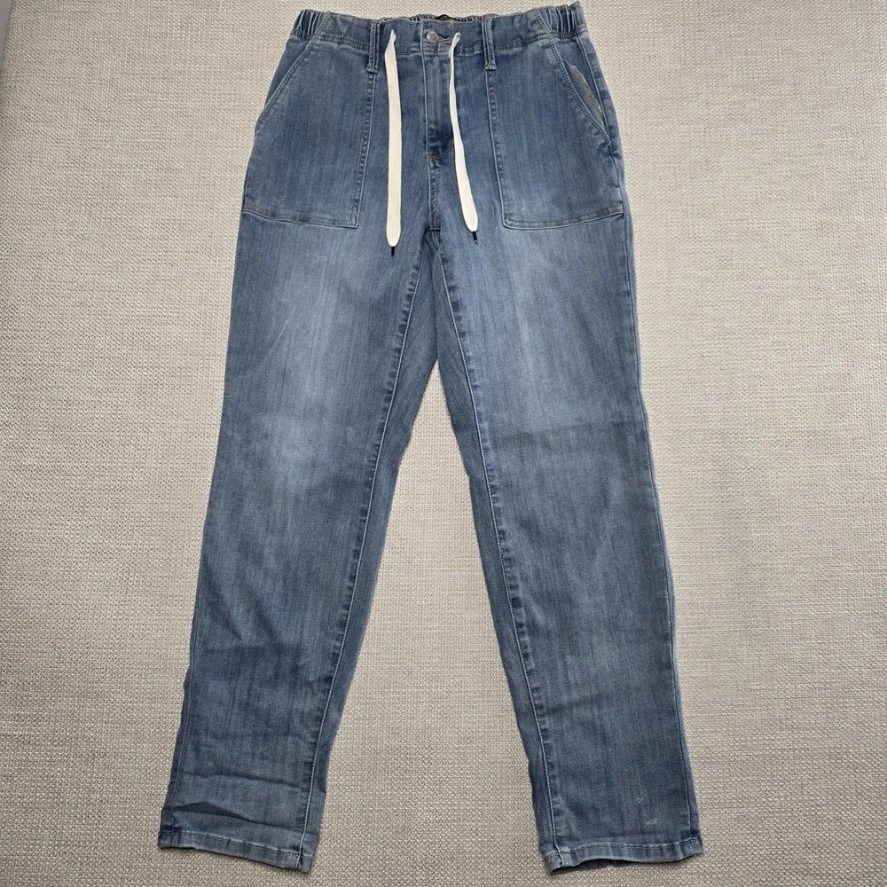 Judy Blue Jogger Jeans Women 9/29 Stretch Drawstring Medium Wash High Rise Denim